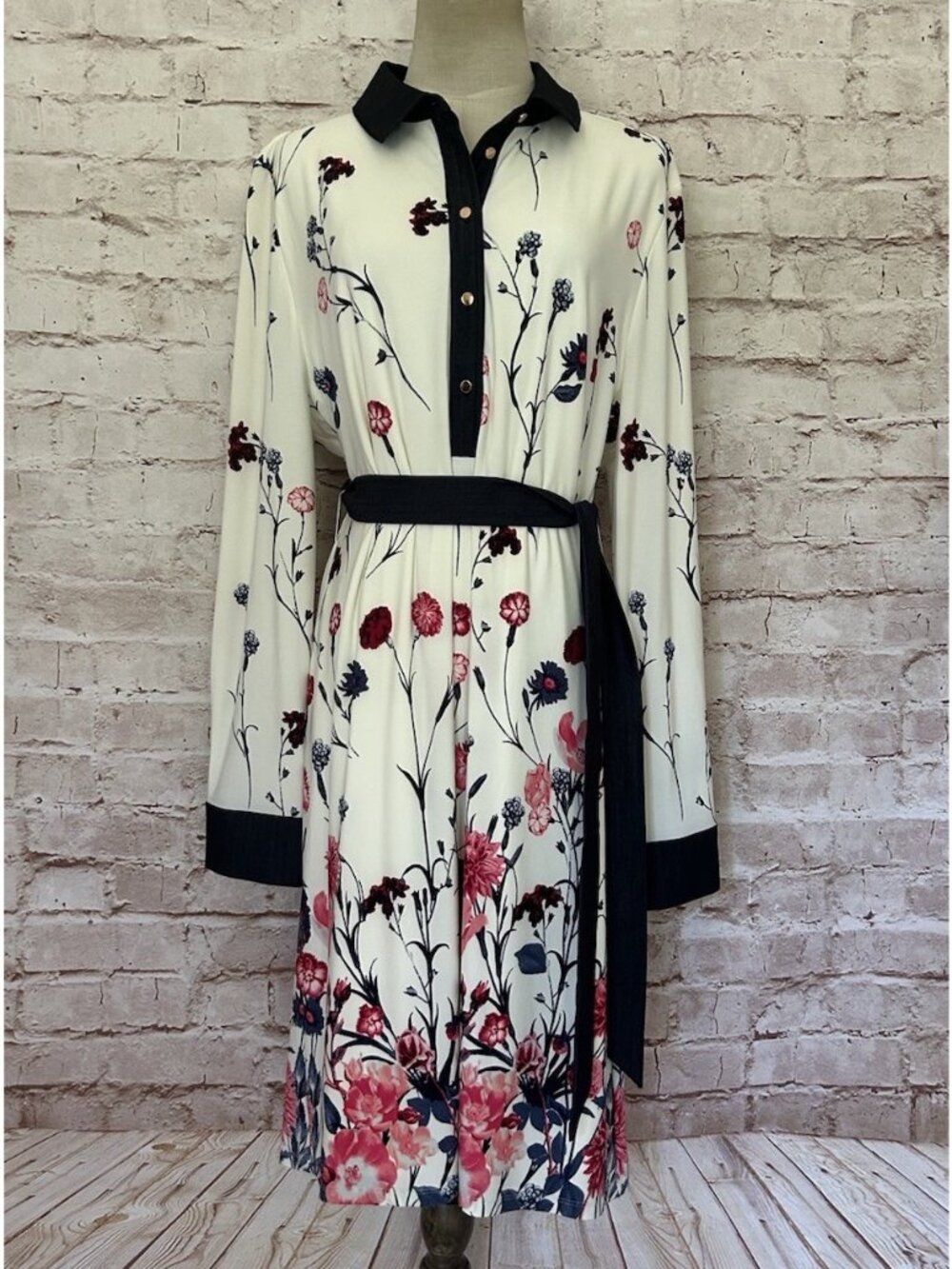 Ivanka Trump Shirt Dress XL NEW White Collar Cuffs Tie Waist Breezy